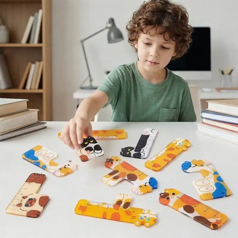 

Набор из 5 милых мультяшных мини-линейек размером с ладонь, портативные карманные измерительные инструменты для студентов, школьников и офиса, канцелярские принадлежности