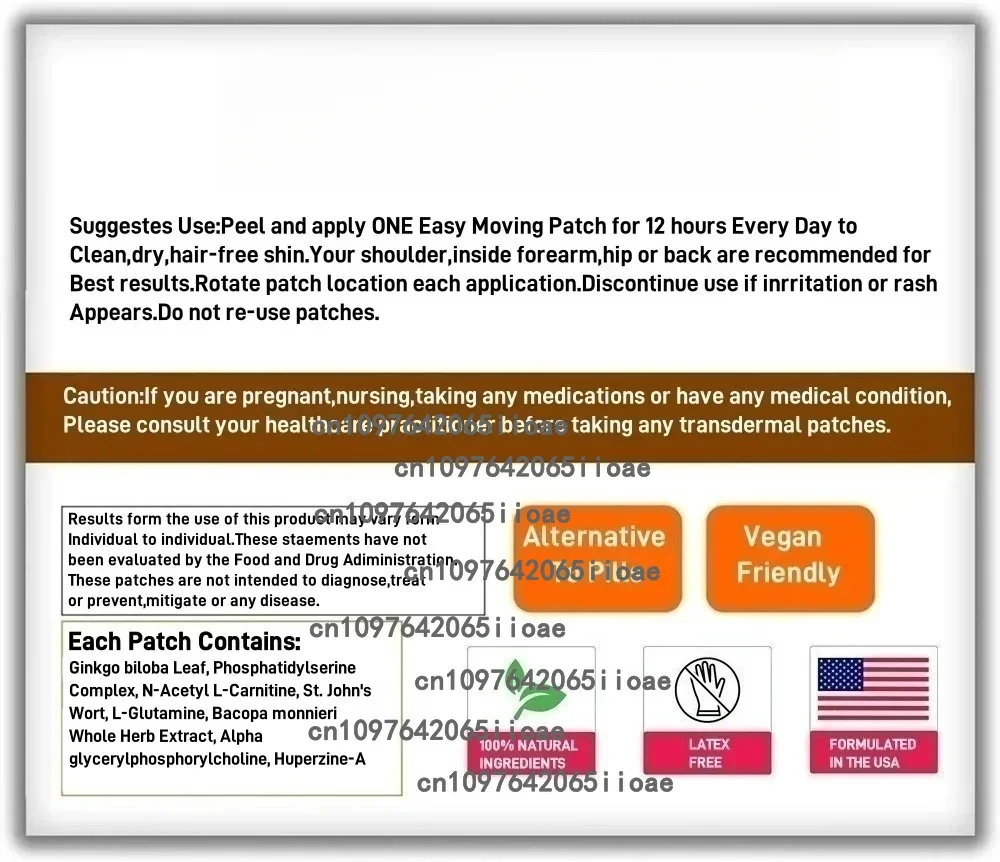 Mushroom Complex Transdermal Patches for Memory, Energy, Immune Support, Lions Mane, Cordyceps, Reishi Chaga 30 Patches