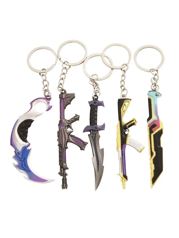 Porte-clés modèle en alliage avec épée de samouraï, arme de Valorant, Melee Reaver, couteau Karambit, jeu figuré en métal, jouets pendentif, cadeaux