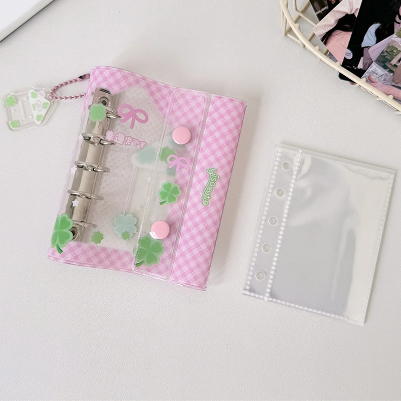 Mini Metal Loose-leaf Album Folder Cartoon Lucky Four-leaf Clover Photo Album Idol Photocard Holder Kawaii Photo Protector