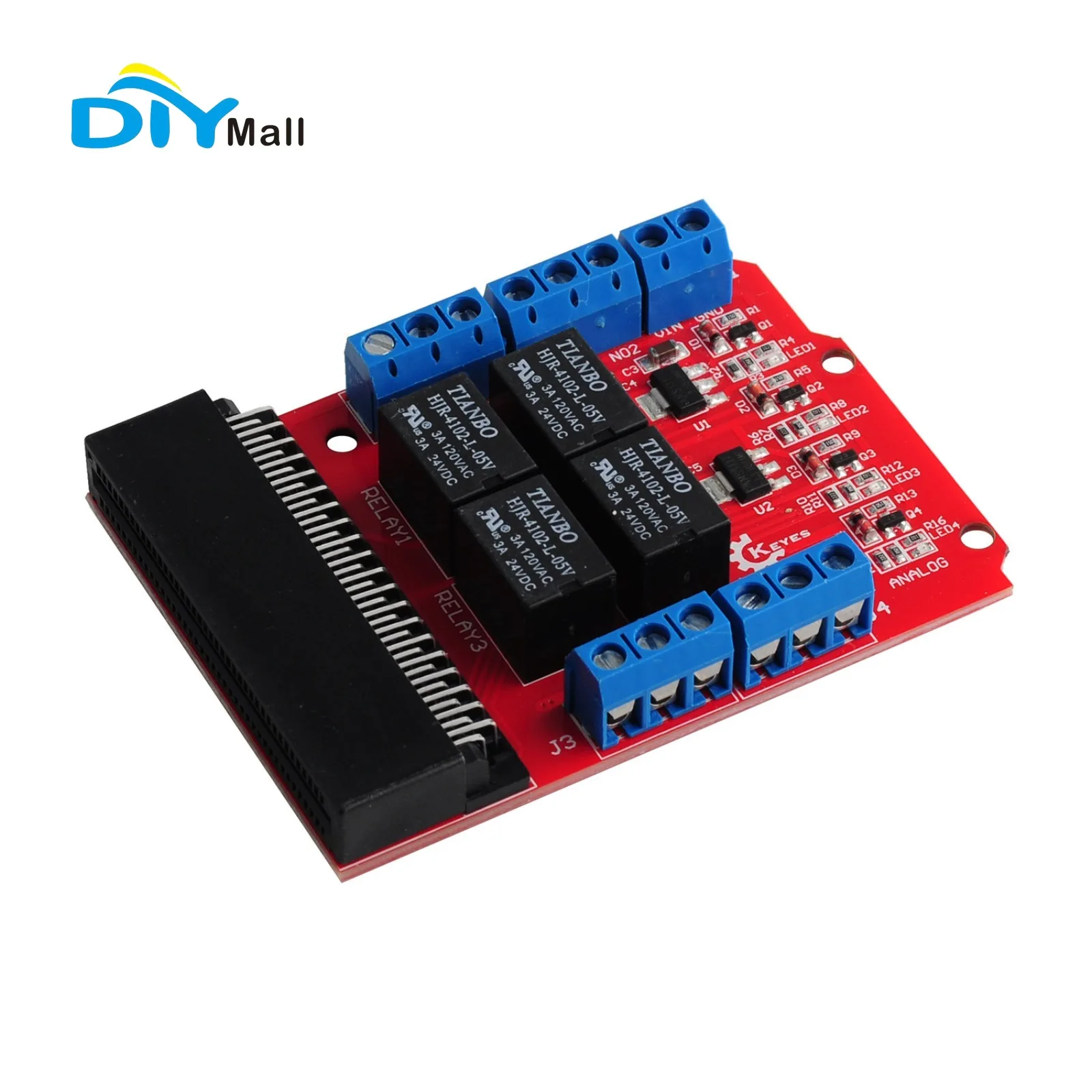 DIYmall – bouclier de relais 4 voies 5V, Module de relais, carte d'extension de relais à déclenchement élevé pour microbit micro:bit micro bit