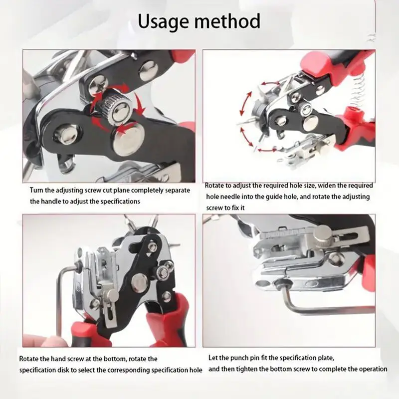 Heavy Duty Couro Belt Punch Tool, Furador para Artesanato, Ferramenta de Reparo de Couro, Rotary, Multi Buraco Tamanhos