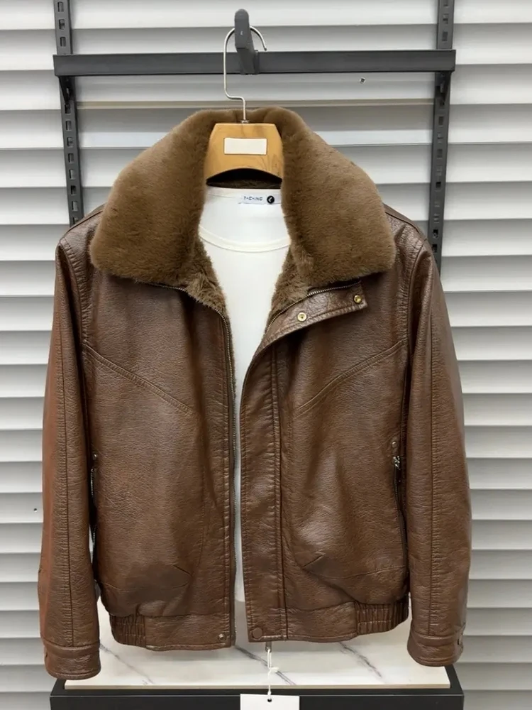 

Мужская модная куртка с воротником из искусственного меха, стеганая, в байкерском стиле, повседневная верхняя одежда, осенне-зимняя, приталенная, ветрозащитная, на молнии