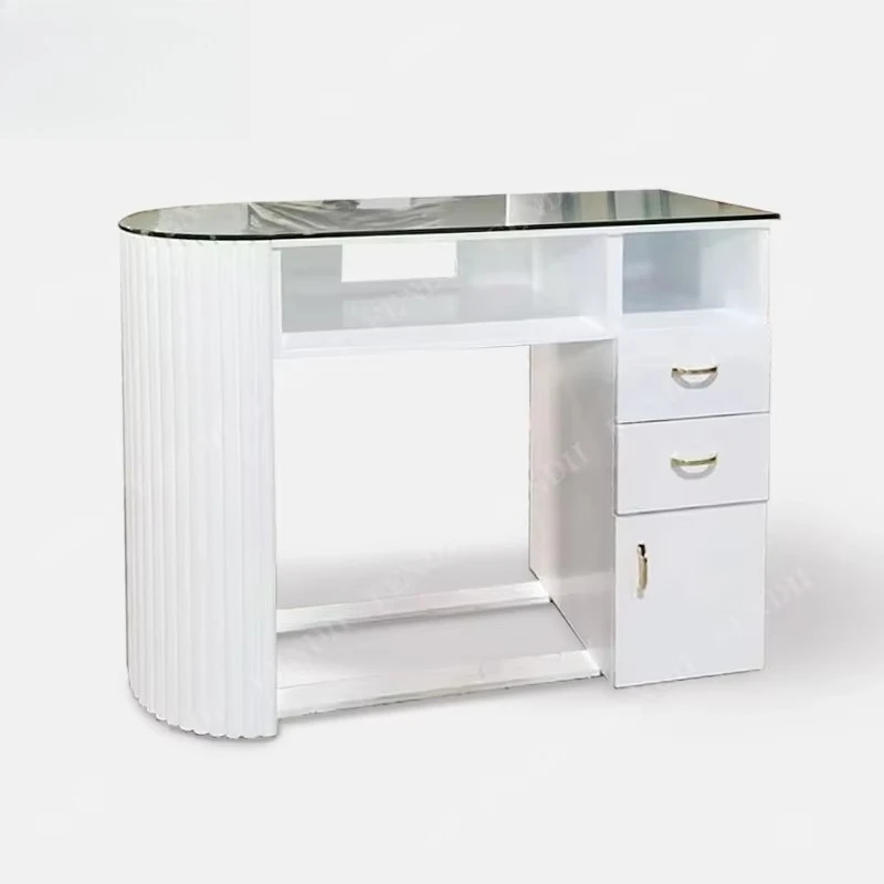 modern nail table with storage drawers and electrical outlets for salons and spas