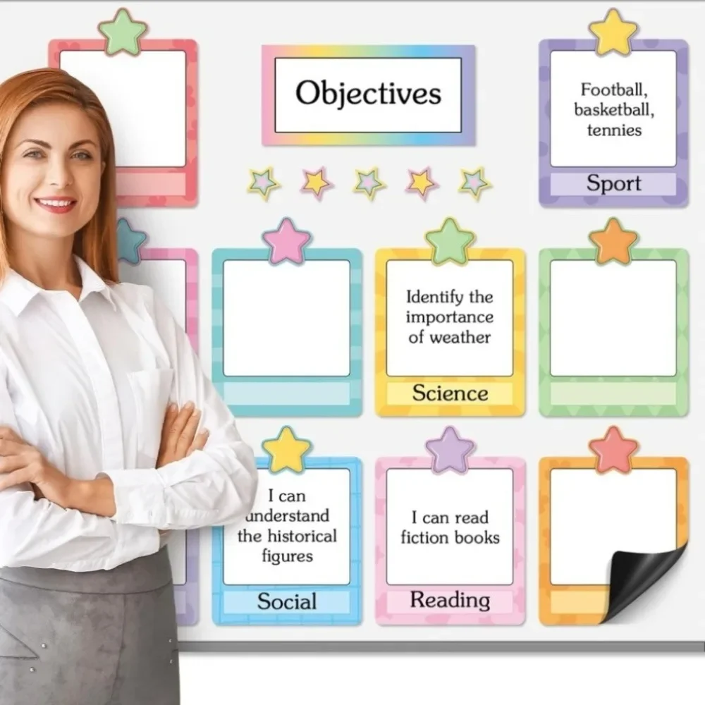 16 Magnetic writing and erasing of paper drawings, dry erasing of labels, learning target boards,