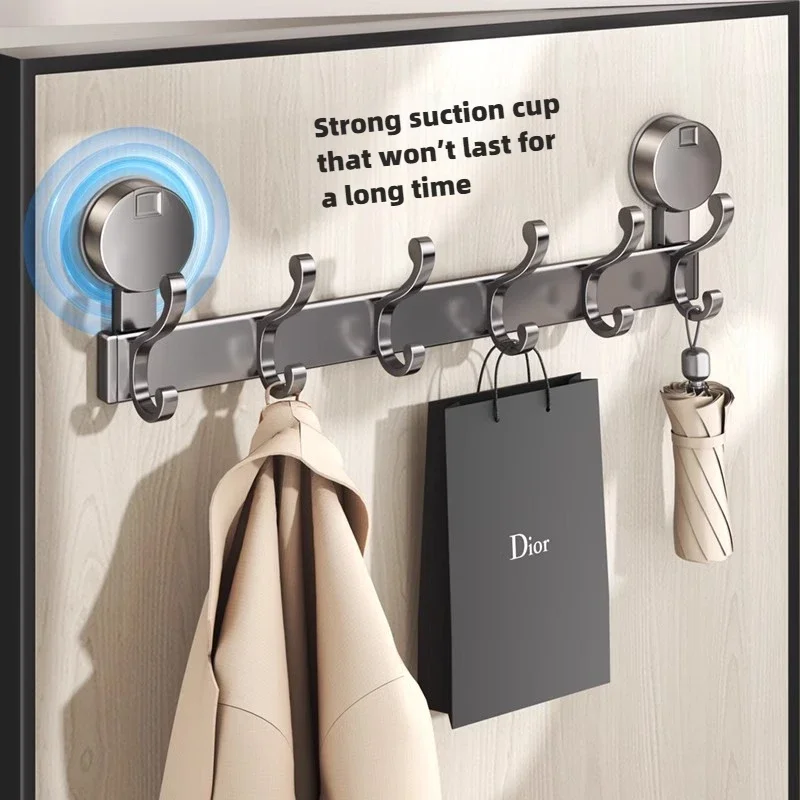 Multiple Hook Suction Cup Home Storage Shelf Key Holder Wall Towel Rack For Bathroom Wall Mounted Kitchen Bedroom Wall Organizer