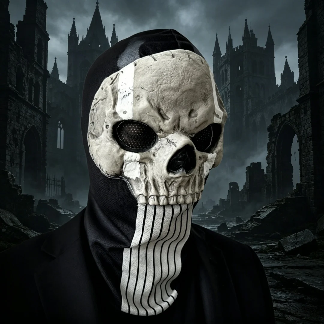 Scary Skull Full Face Balaclava, Breathable Stretch Face Mask for Motorcycle Cycling, Halloween Cosplay Haunted House Costume