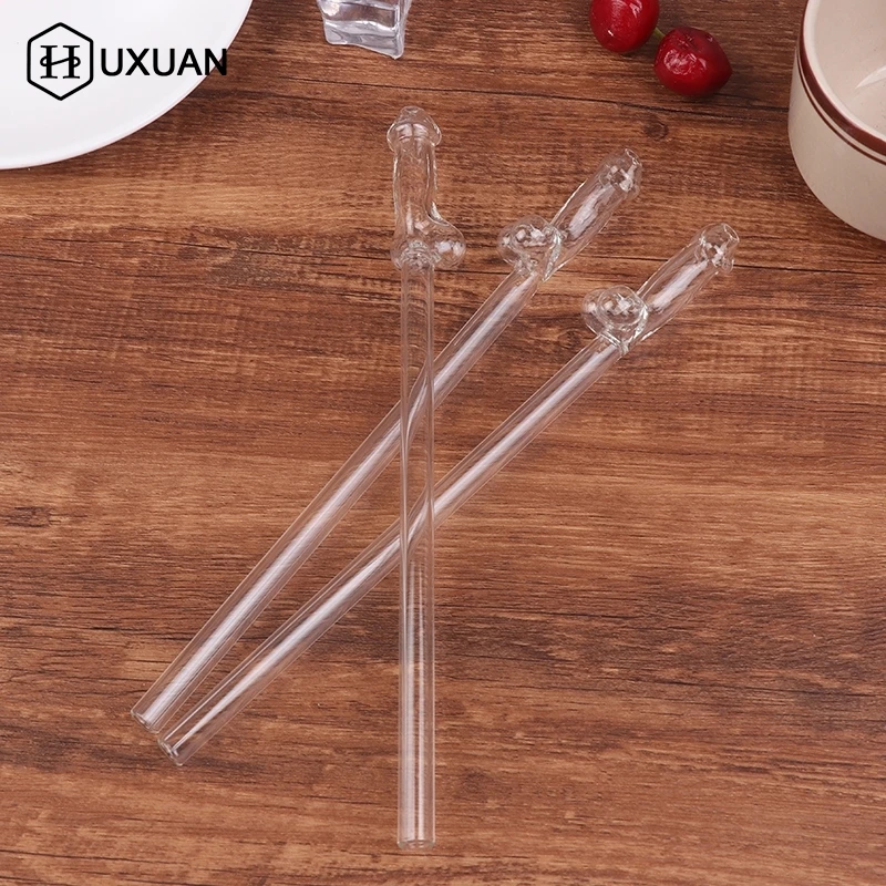Pajita de vidrio de borosilicato alto con forma divertida, Pajita creativa, resistente al calor, reutilizable, herramienta de cocina, suministros para fiestas
