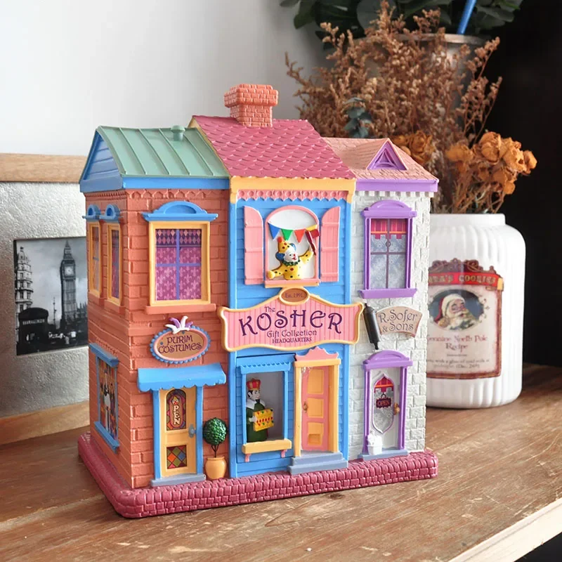 Home Decor Creative Painted Clown House Figurine European Colored House Model  Home Furnishing Living Room Ornaments Gifts