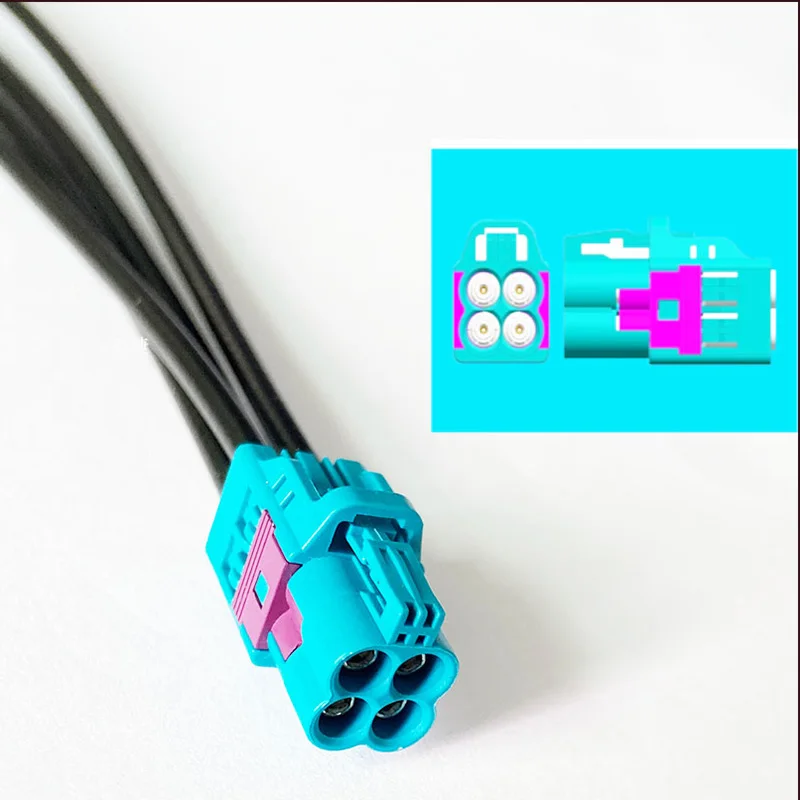Mini FAKRA to Z Female Waterproof Cable, 4-in-1 Automotive LVDS Antenna Extension, 50cm, TE Compatible