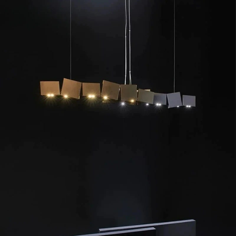 Creative Folded Book Style Linear LED Pendant Light Modern Minimalist Wavy Chandelier Adjustable Height Hanging Lamp for Kitch