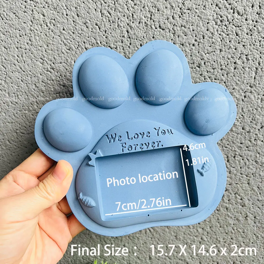 Cute Cat Paw Commemorative Photo Frame Mold Suitable For Making Plaster Epoxy Resin Pet Dog Photo Frame Plaster Mold