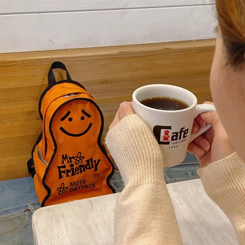 Cute Cartoon Gingerbread Man Backpack Women Letter Print Large Capacity Backpack Ladies Waterproof Unique Creative Novelty Bag