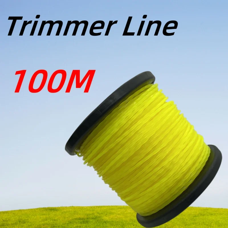 LUSQI 100m* 2.4mm/2.7mm/3mm Yellow Heavy Duty Nylon Trimmer Line Square For Brushcutter Lawn Mower Garden Weeding Machine