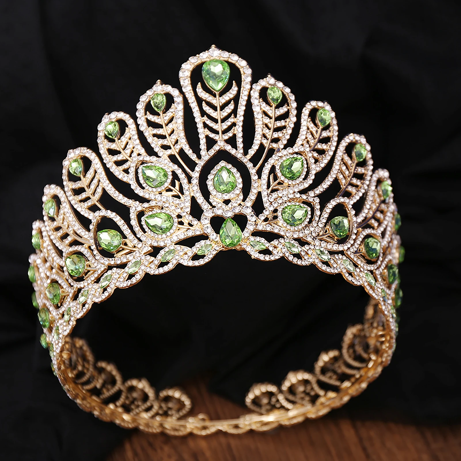 Baroque Bridal Crown Queen Headband Show Headwear with Sparkly Rhinestones for Masquerade Ball Banquet Cosplay