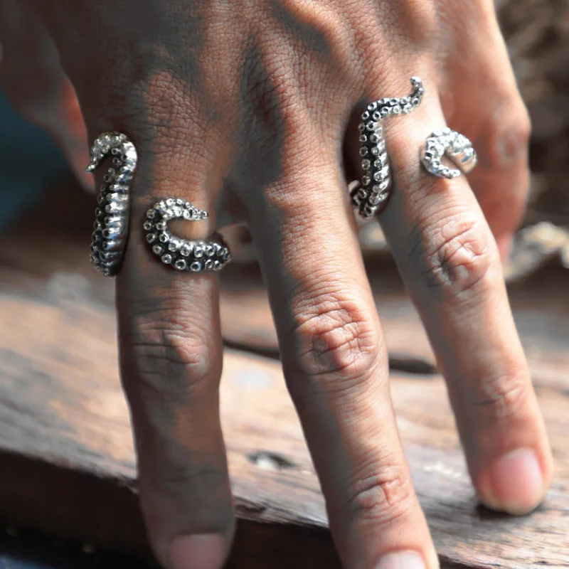 Evil Vintage Octopus Tentacle Rings for Women Men Trendy Fashion Jewelry Gifts