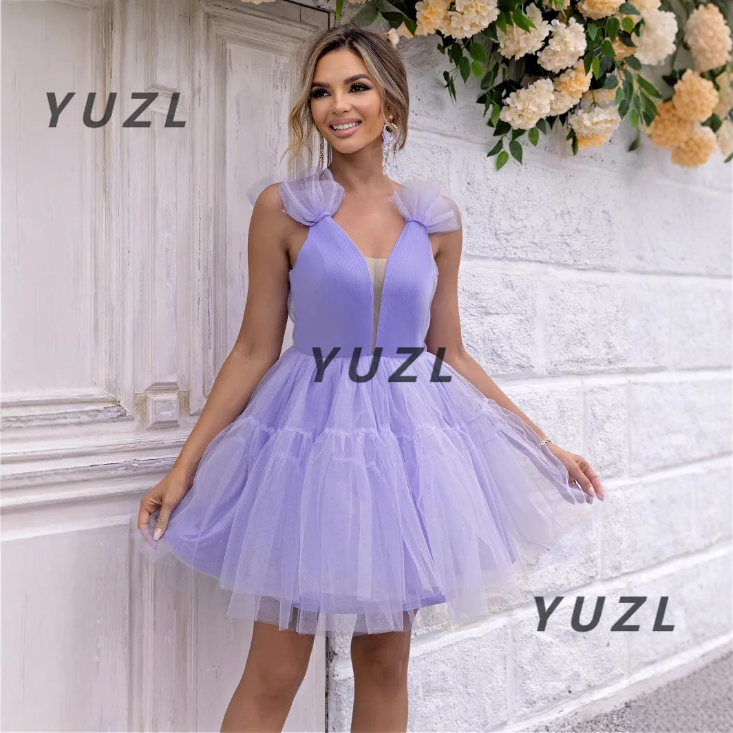 유럽과 미국 스타일의 달콤한 멜빵 딥 브이넥 메쉬 셔츠 기품 있는 스커트 파티 드레스 2025 신상