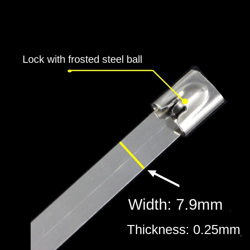 7.9*500mm Self Locking 201 Stainless Steel Cable Tie Sign Fixed Binding Buckle Harness Arrangement