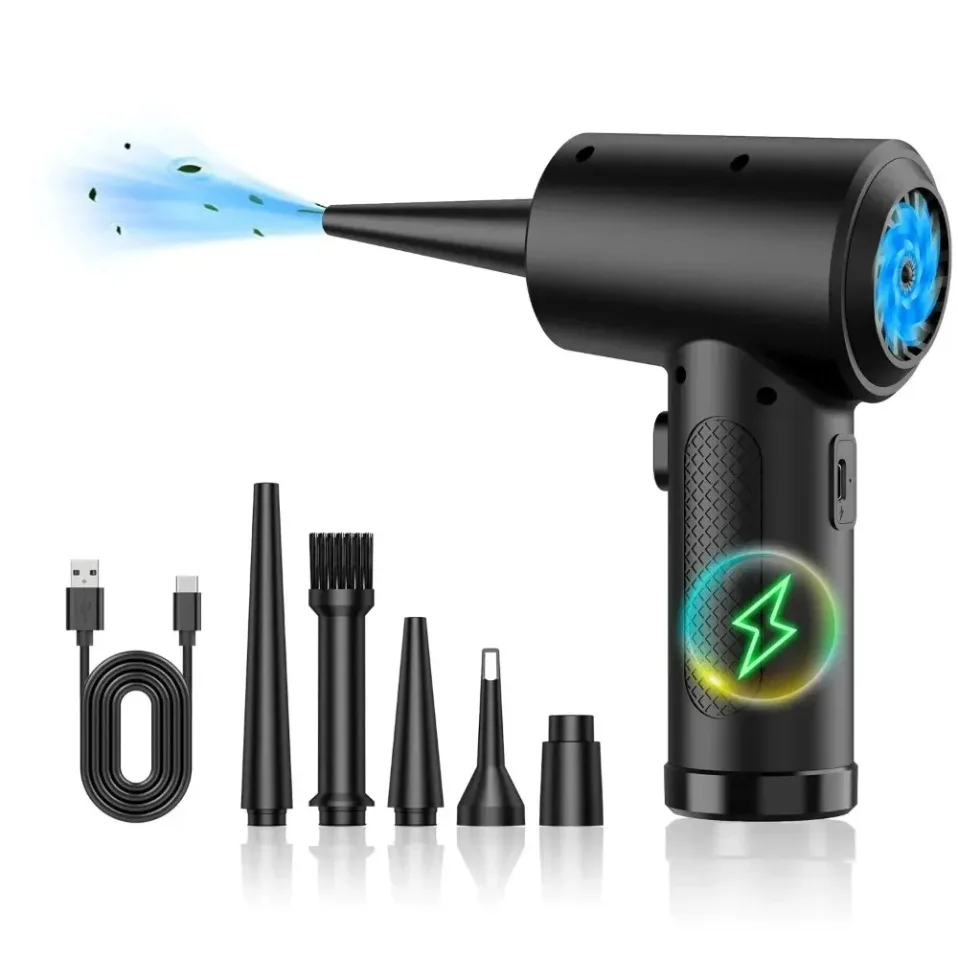 Soprador de Ar Comprimido Elétrico Sem Fio com Luz LED para Limpeza de Teclado de Computador, Câmera, Carro e Casa