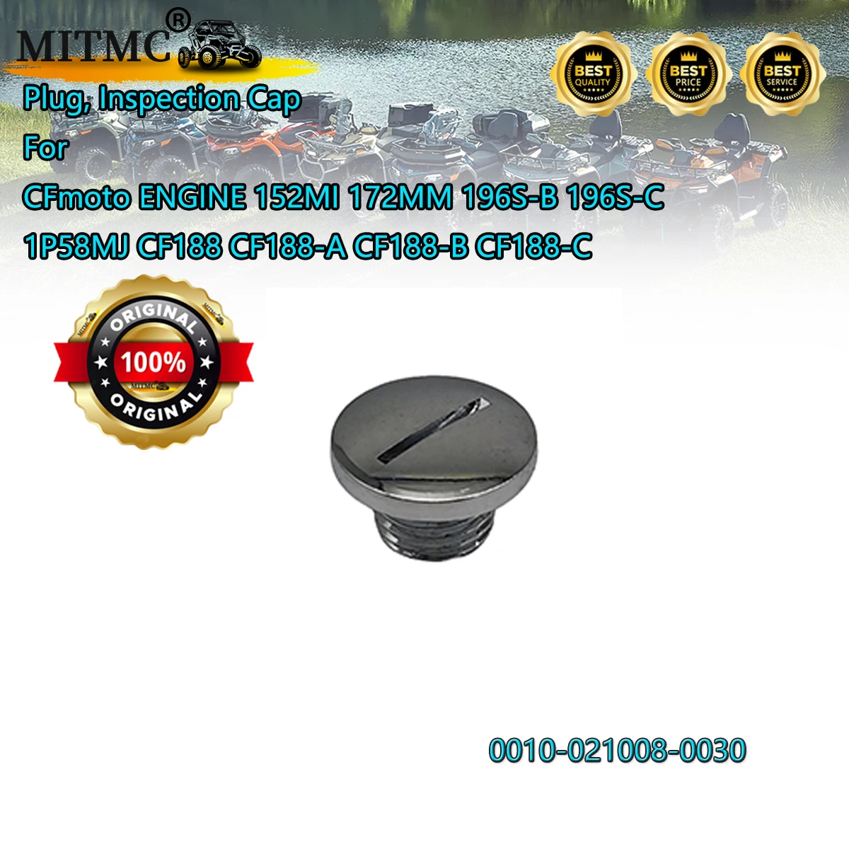 

Plug, Inspection Cap For CFmoto ENGINE 152MI 172MM 196S-B 196S-C 1P58MJ CF188 CF188-A CF188-B CF188-C 0010-021008-0030