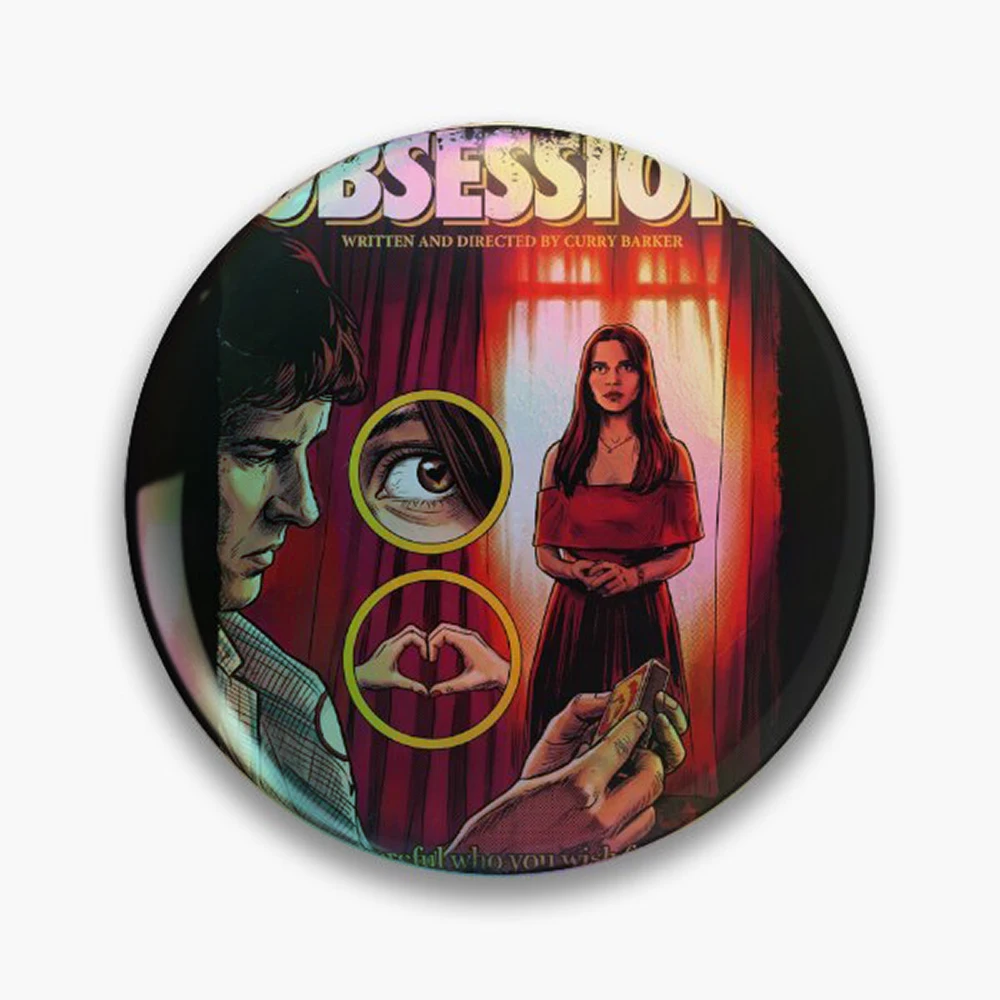 Obsession Pin Holographic Star Heart Pin Brooches Laminated Button Fashion Accessory