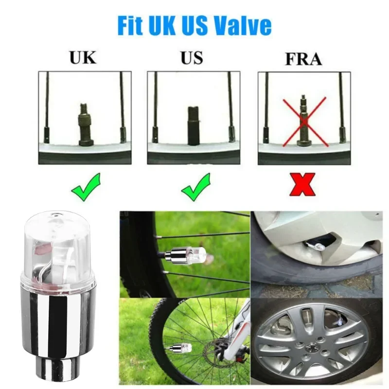 8/4/1Pcs Tire Valve Cap Lights LED Tire Lights for Car Air Valve Caps with Lights for Motorcycles Bicycles Electric Vehicles