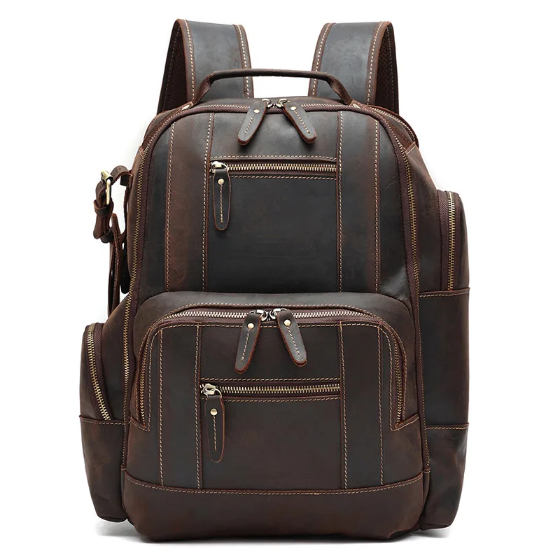 Retro backpack with large capacity 15.6 inches double shoulder bag retro men's bag double shoulder travel bag for leisure use