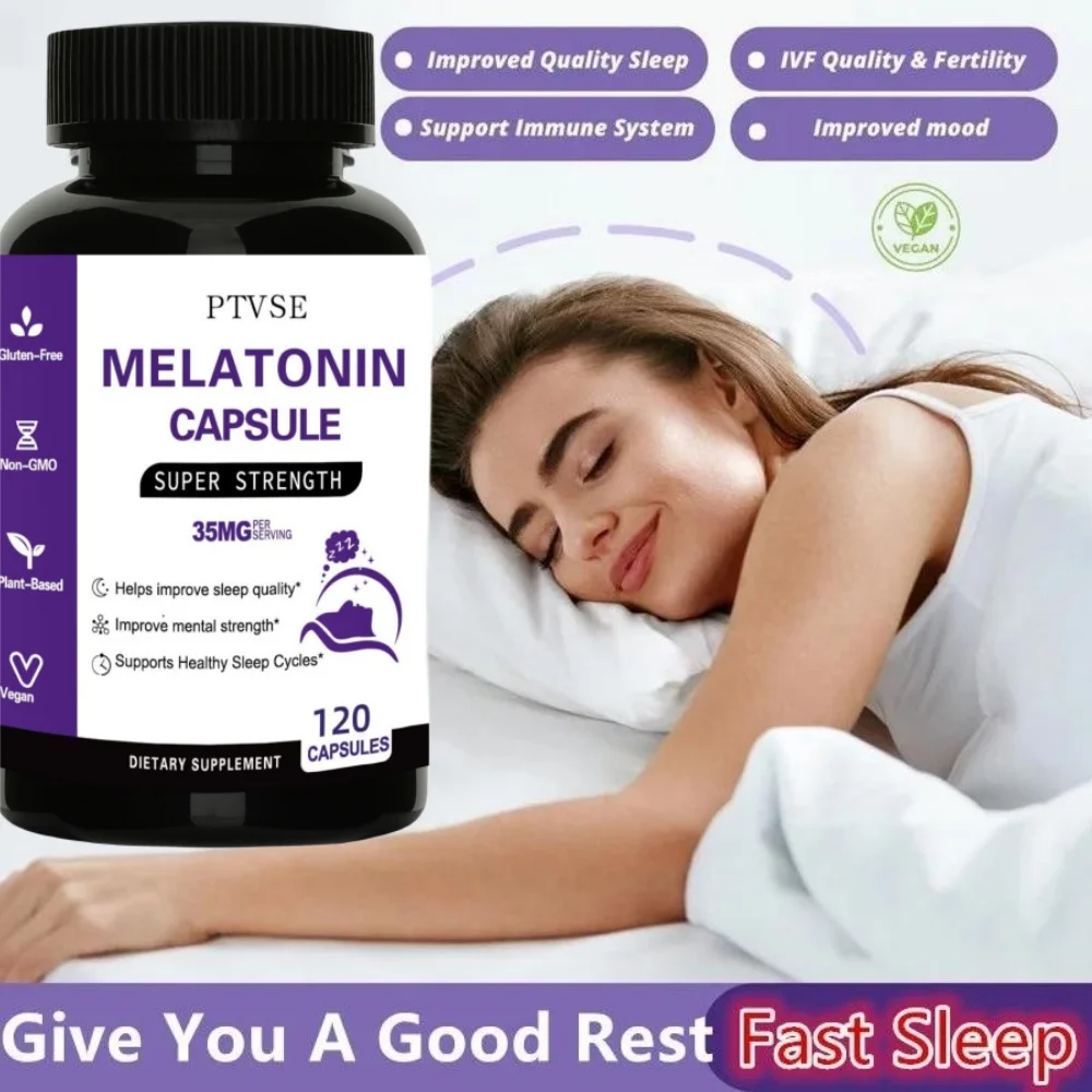 Ptvse Premium Melatonin Capsules - Assist with Falling Asleep, Promote Healthy Sleep Quality, Nighttime Support Supplement