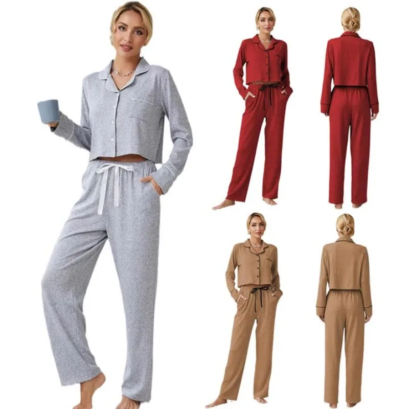 Women's Thermal Pajama Set Fleece Lined Button Down Shirt Lounge Pants Thick Cozy Sleepwear Loungewear Outfit Ready Best Seller