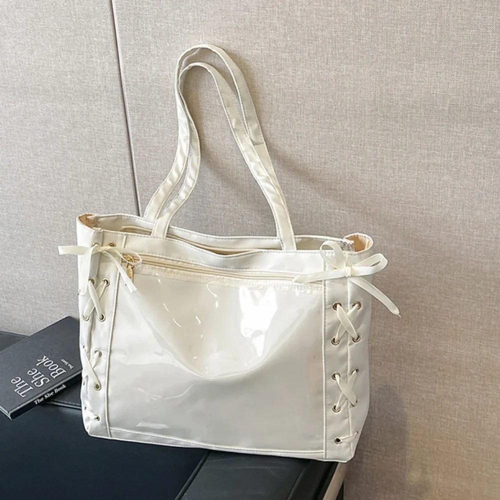 

Single Badge Itabag Simple Itabag Lace-up Badge Display Transparent Pocket Idol Merchandise Storage PU Shoulder Bag