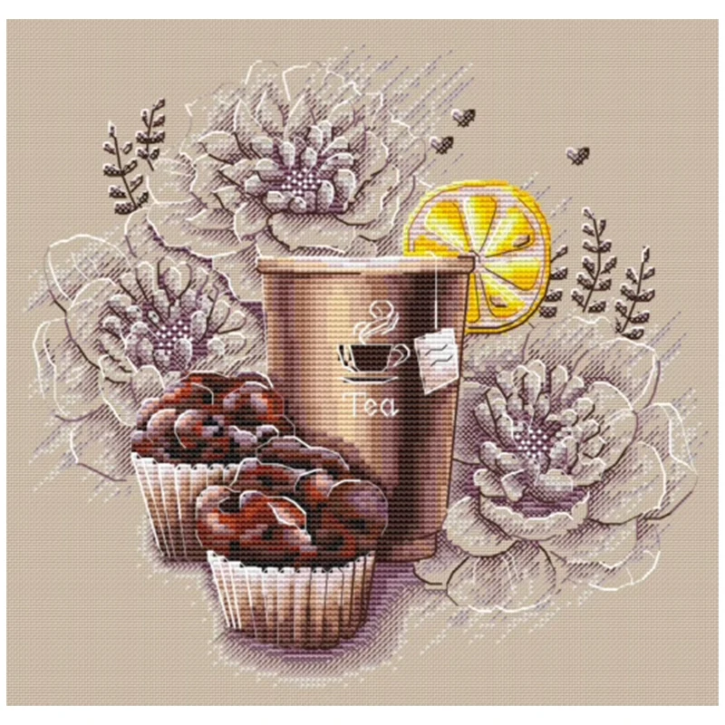 Coffee and Desserts Patterns Counted Cross Stitch 11CT 14CT DIY Cross Stitch Kit Embroidery