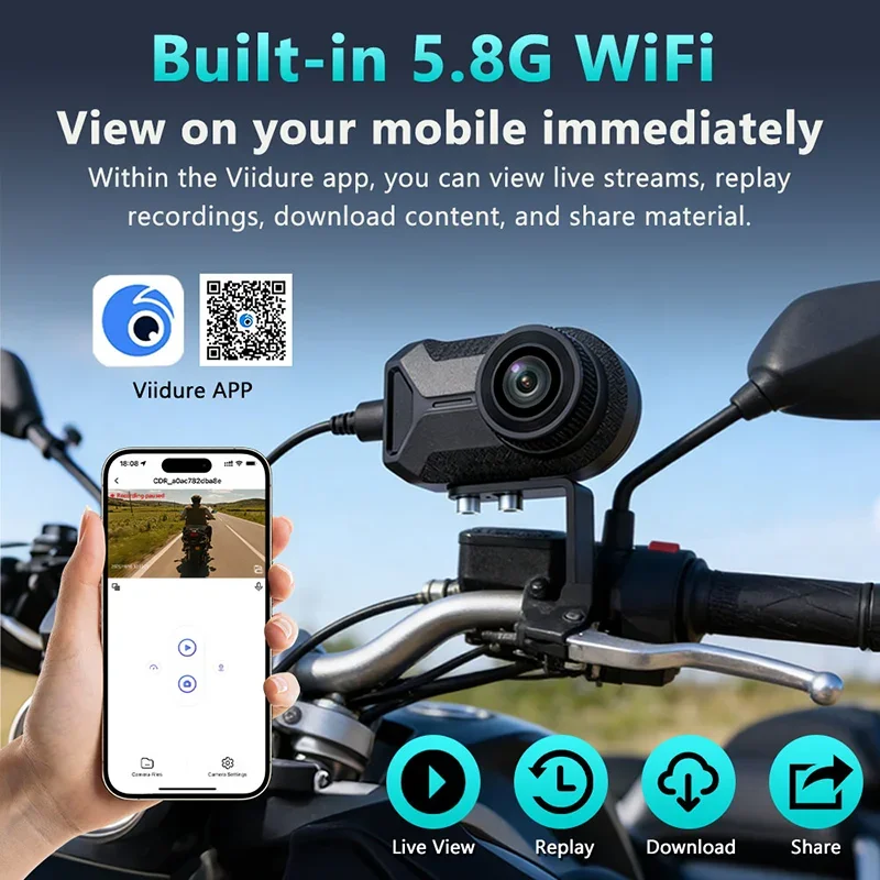 2K HD WiFi Motorcycle DVR Waterproof IP66 Dash Cam 170 Degree Wide Angle Loop Recording HD Video Camera WiFi Dashcam view 5