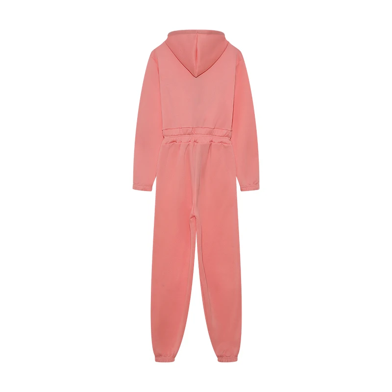 Herbstliche Einteiler-Sets: Sweatshirt-Kapuzen-Jumpsuit für Damen, lässige Sportsets, Winter-Reißverschluss-Set mit gerader Hose. – Detail 19