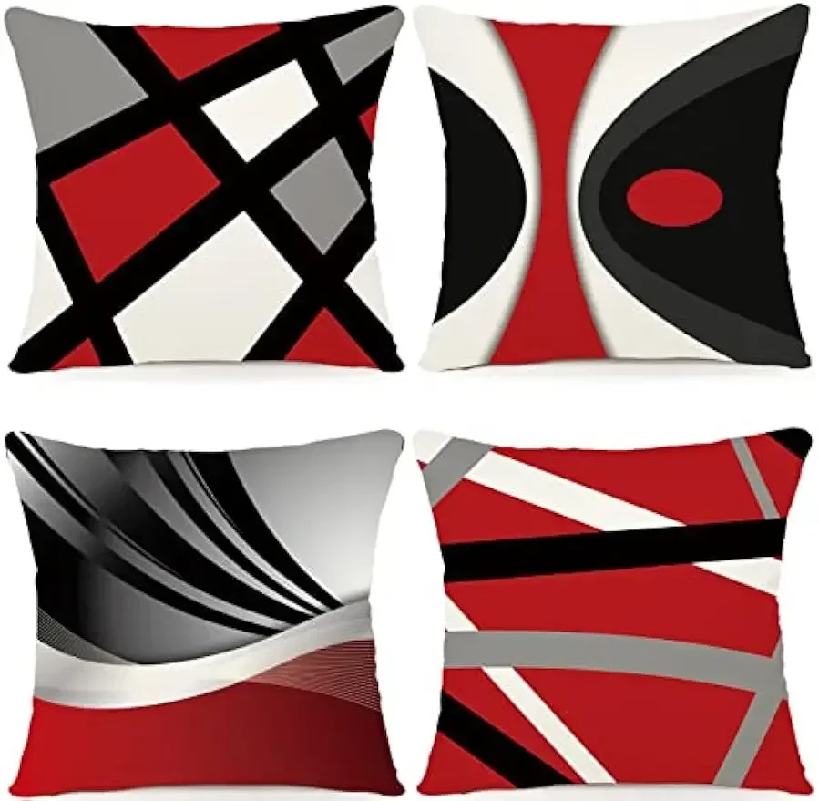 Black and red geometric print decorative cushion cover decorative cushion cover sofa cushion cover 40x40cm home decor