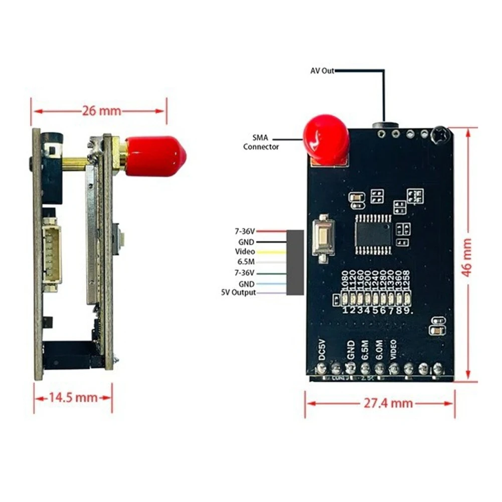 1.2G 1.3G FPV VRX 9 Channels FPV Video Receiver with AV Out for RC Drone Goggles Monitor FPV Goggles