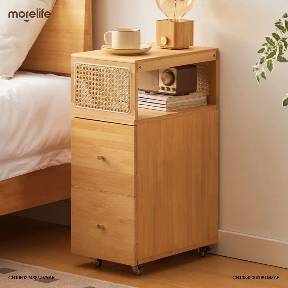 

Simple Modern Small Household Bedside Table 2024 New Extremely Narrow Storage Storage Rack Bedroom Mini Cabinet Furniture K01