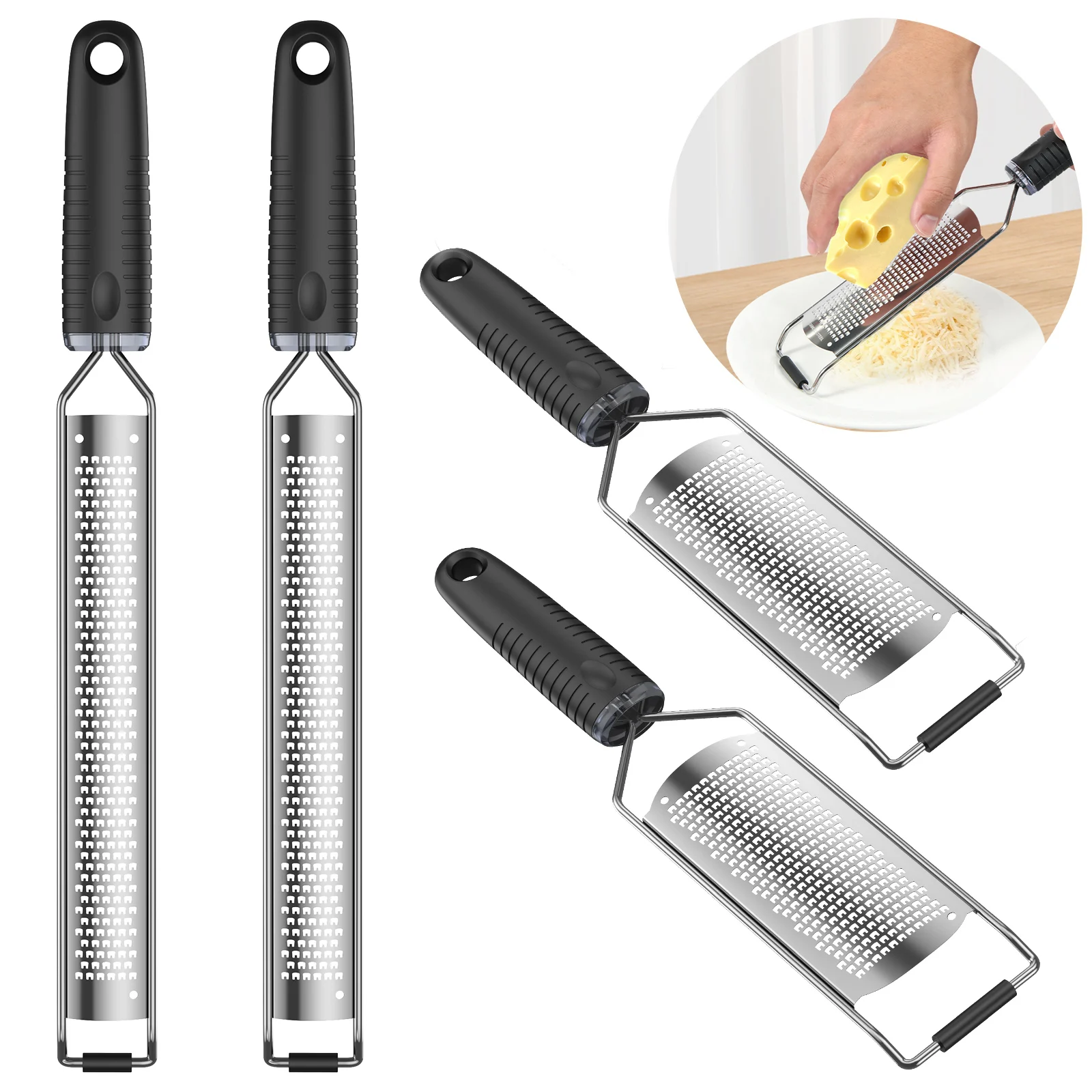 

Lemon Zester with Handle Stainless Steel Cheese Grater Vegetable Grater Parmesan Cheese, Garlic, Chocolate, Fruits,Ginger Grater