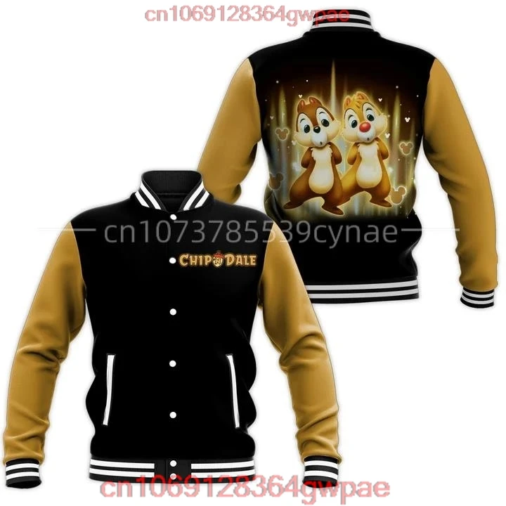 2023 Disney Chip N Dale Bomber Jacket Women Men Autumn Baseball Jacket Coat Cartoon Streetwear Harajuku Jacket