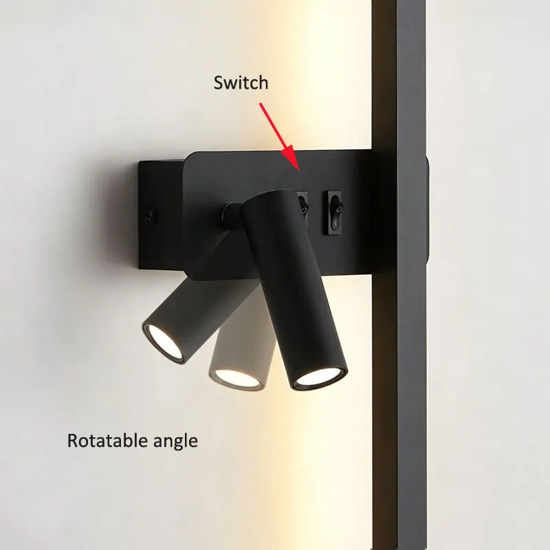Personalized Minimalist Wall Lamp Long Strip Reading Bed Lamp Rotatable With Switch Living Room Tv Background Wall Spotlight