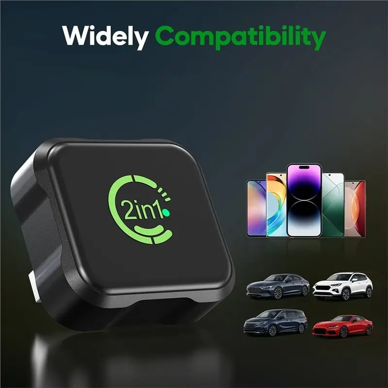 B63B-2-In-1 Wireless Carplay & Android Auto Adapter, Mini Size Plug And Play, Seamless Wired To Wireless Conversion, USB-C