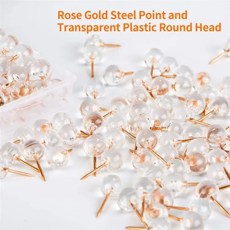 50Pcs Push Pins Delicate Transparent Thumb Tacks With Plastic Box Multi-Function Thumbtacks For Craft Projects Cork Board Photo