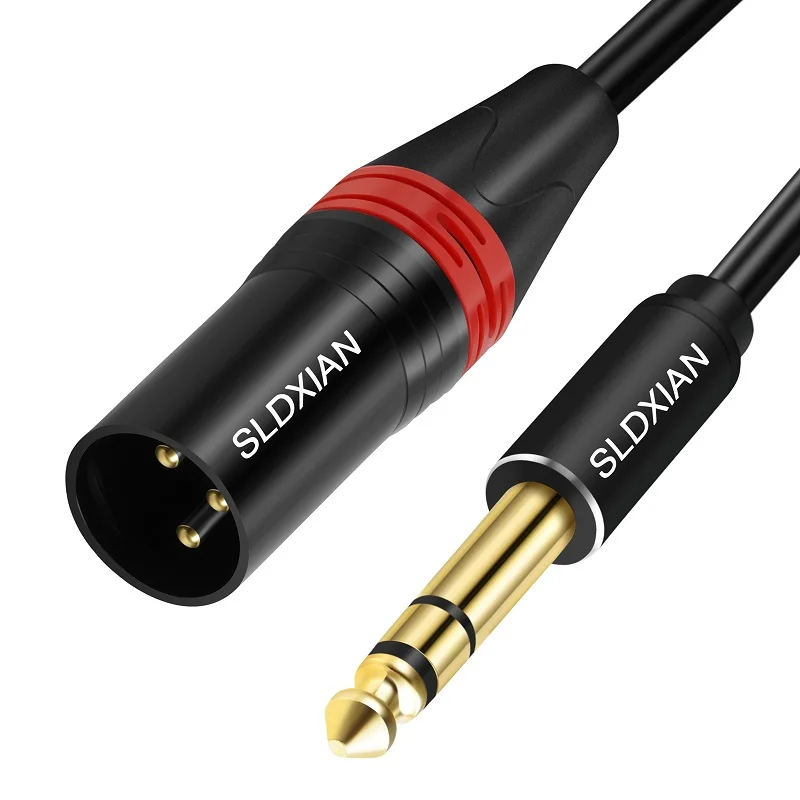 1/4 inch TRS to XLR male cable,  balanced 6.35mm TRS plug to 3-pin XLR male, quarter inch TRS male to XLR male microphone cable