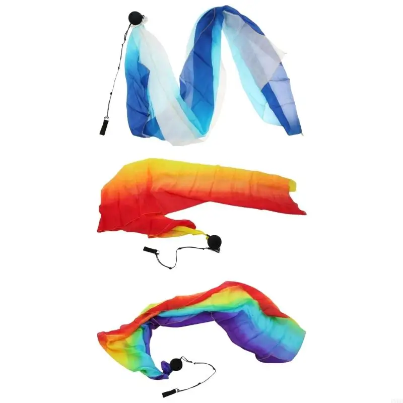 

39BB 1PAIR DANCE DANCE VEIL POI Шарики с большим шарфом 200 см танцы с животом Poi шары