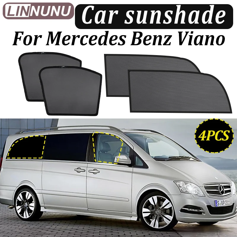 

LINNUNU For Mercedes Benz Viano V Class W639 2004-2014 Magnetic Car Sunshade Mesh Window Curtain Protection Interior Accessories