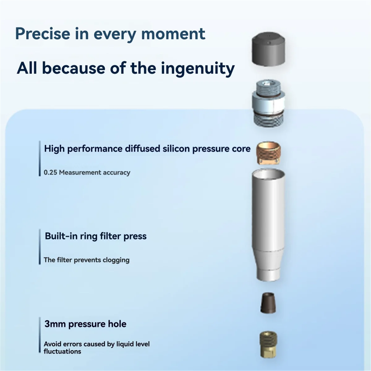 A79G Submersible Water Level Transmitter Liquid Level Sensor High Protection Water Level Measurement 1meters Range 5m Cable