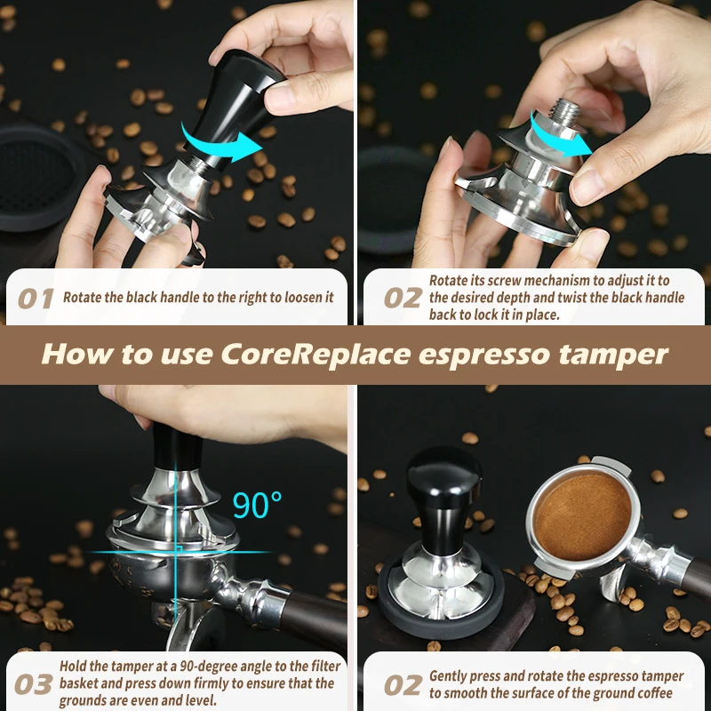 Coffee Tamper Constant Pressure Calibrated 51MM 53MM 58MM Spring Loaded 30lb Stainless Steel Barista Tools Espresso Accessories