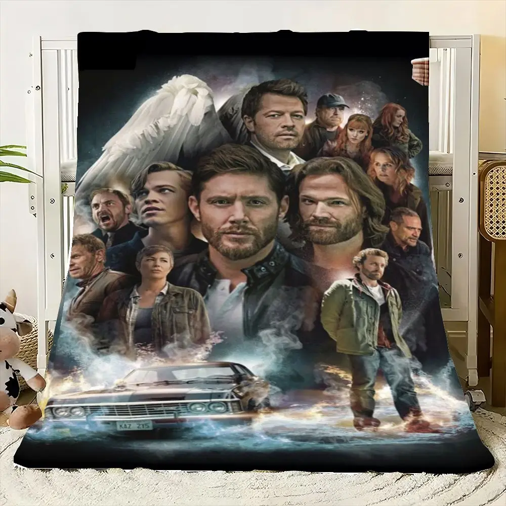 بطانية رسومية خارقة للطبيعة تتميز بطانية دين وينشستر وسام وينشستر وكاستيل - بطانية رمي من الصوف الناعم المريح مع