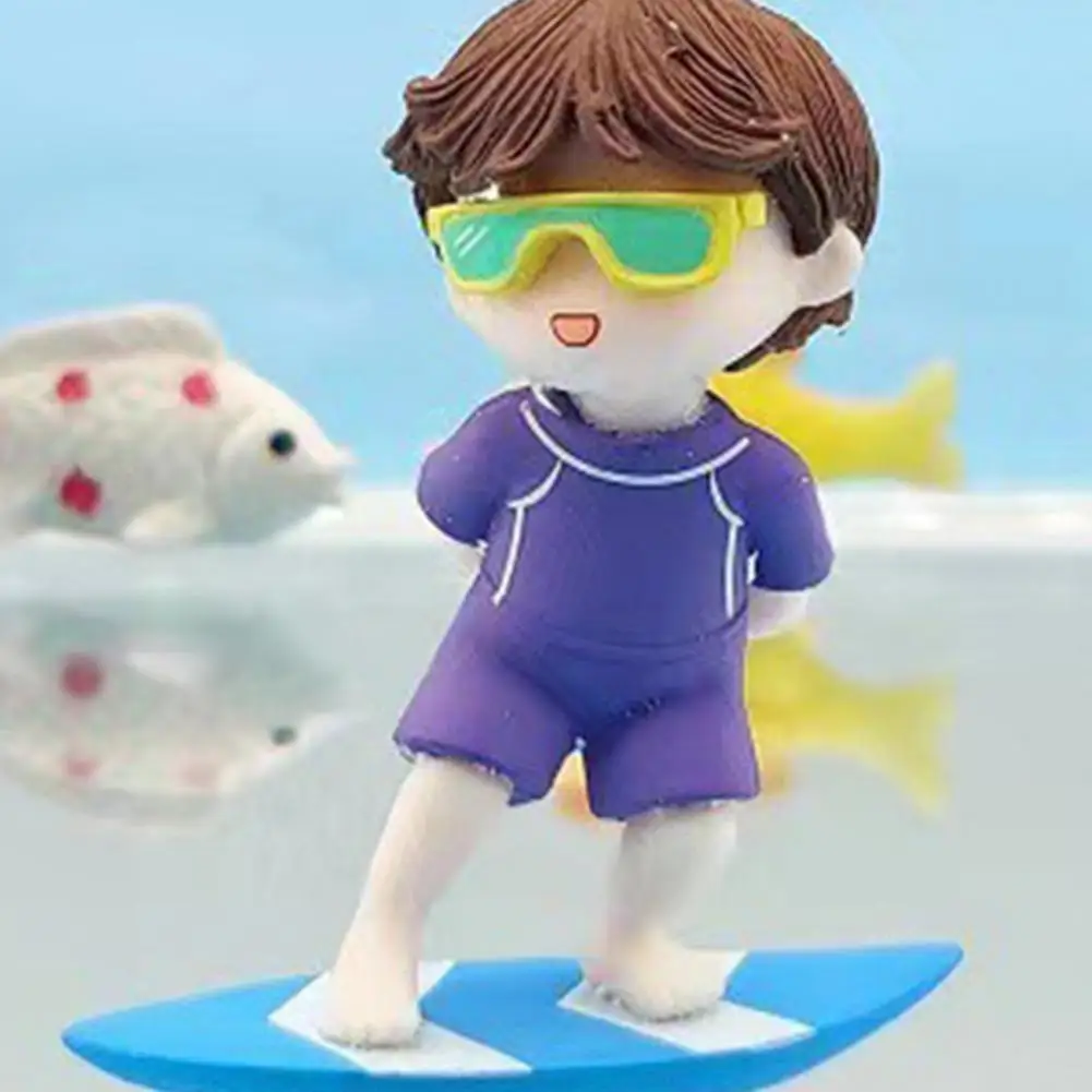 Figura modelo de plástico flutuante para decoração de aquário, nadar efeito mergulhador, surf boy, baleia, figura anime menina, paisagismo de aquário