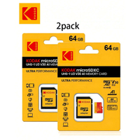 2Pieces Kodak Micro SD Card Class10 32GB 64GB 128GB 256GB U3 High Speed Memory Card 512GB C10 Memoria Flash TF Cards for Camera
