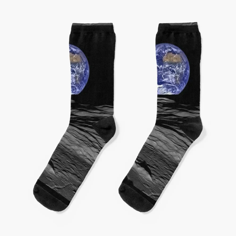 Gambar Bumi dan Bulan Earthrise oleh pengganggu bulan di atas kapal pesiar. Kaos Kaki banyak hadiah Kaos Kaki Wanita Pria